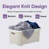 image:imagePlastic Laundry Basket Small Storage Hamper Basket 3 Pack Cream Cloths Basket Organizer with CutOut Handles Space Saving for Laundry Room Bedroom Bathroom Knit Design 40 Liter