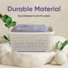 image:imagePlastic Laundry Basket Small Storage Hamper Basket 3 Pack Cream Cloths Basket Organizer with CutOut Handles Space Saving for Laundry Room Bedroom Bathroom Knit Design 40 Liter