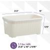 image:imagePlastic Laundry Basket Small Storage Hamper Basket 3 Pack Cream Cloths Basket Organizer with CutOut Handles Space Saving for Laundry Room Bedroom Bathroom Knit Design 40 Liter