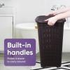 image:imagePlastic Laundry Hamper with Lid Knit Designed Laundry Hamper Basket 50 Liter Brown Cloths Hamper Organizer With CutOut Handles Space Saving For Laundry Room Bedroom BathroomBrown