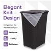 image:imagePlastic Laundry Hamper with Lid Knit Designed Laundry Hamper Basket 50 Liter Brown Cloths Hamper Organizer With CutOut Handles Space Saving For Laundry Room Bedroom BathroomBrown