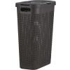 image:imagePlastic Laundry Hamper with Lid Knit Designed Laundry Hamper Basket 50 Liter Brown Cloths Hamper Organizer With CutOut Handles Space Saving For Laundry Room Bedroom BathroomBrown