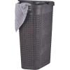 image:imagePlastic Laundry Hamper with Lid Knit Designed Laundry Hamper Basket 50 Liter Brown Cloths Hamper Organizer With CutOut Handles Space Saving For Laundry Room Bedroom BathroomBrown