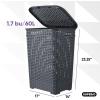 image:imagePlastic Laundry Hamper with Lid Laundry Hamper Basket Brown Tall Cloths Hamper Organizer with Cutout Handles Space Saving for Laundry Room Bedroom Bathroom Wicker Design 60 LiterGrey