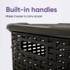 image:imagePlastic Laundry Hamper with Lid Laundry Hamper Basket Brown Tall Cloths Hamper Organizer with Cutout Handles Space Saving for Laundry Room Bedroom Bathroom Wicker Design 60 LiterBrown