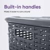 image:imagePlastic Laundry Hamper with Lid Laundry Hamper Basket Brown Tall Cloths Hamper Organizer with Cutout Handles Space Saving for Laundry Room Bedroom Bathroom Wicker Design 60 LiterGrey