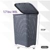 image:imagePlastic Laundry Hamper with Lid Laundry Hamper Basket Brown Tall Cloths Hamper Organizer with Cutout Handles Space Saving for Laundry Room Bedroom Bathroom Wicker Design 60 LiterGrey