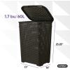 image:imagePlastic Laundry Hamper with Lid Laundry Hamper Basket Brown Tall Cloths Hamper Organizer with Cutout Handles Space Saving for Laundry Room Bedroom Bathroom Wicker Design 60 LiterBrown