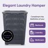 image:imagePlastic Laundry Hamper with Lid Laundry Hamper Basket Brown Tall Cloths Hamper Organizer with Cutout Handles Space Saving for Laundry Room Bedroom Bathroom Wicker Design 60 LiterGrey