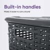 image:imagePlastic Laundry Hamper with Lid Laundry Hamper Basket Brown Tall Cloths Hamper Organizer with Cutout Handles Space Saving for Laundry Room Bedroom Bathroom Wicker Design 60 LiterGrey