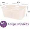 image:imageSuperio 2Pack Gradient Hamper with Lid  60L Modern Design Perforated Slim amp Sturdy Ergonomic Handles  CreamLaundry Basket