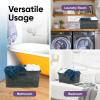 image:imageSuperio Laundry Hamper with Lid Wicker Design Laundry Hamper Basket with Cutout Handles Rectangular Shape Modern Style Bin Dirty Cloths Storage