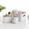 image:imageSuperio Ribbed Plastic Storage Basket Organizer White and Grey 5 Liter Stackable Classic Closet Storage Bin for Shelf Desk Pantry Store Toys Clothes Cosmetics