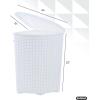 image:imageSuperior Performance Inc Rattan Wicker Style Laundry Set Corner Hamper and Basket White Base and Black Trim