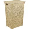 image:imageDesigned Laundry Hamper with Lid Plastic Laundry Hamper Basket Beige Tall Cloths Hamper Organizer with Cutout Handles Space Saving for Laundry Room Bedroom Bathroom Lace Design 50 Liter
