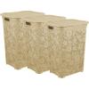 image:imageLaundry Hamper Basket With Lid 3 Pack Plastic Hamper Beige Tall Cloths Hamper Basket Organizer with Cutout Handles Space Saving for Laundry Room Bedroom BathroomLace Design 50 Liter