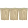 image:imagePlastic Corner Laundry Hamper with Lid Curved Designed Laundry Basket 3 Pack Triangle Black Cloths Hamper Organizer with Cutout Handles for Laundry Room Bedroom Bathroom Wicker Design 50 LiterBeige