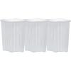 image:imagePlastic Corner Laundry Hamper with Lid Curved Designed Laundry Basket 3 Pack Triangle Black Cloths Hamper Organizer with Cutout Handles for Laundry Room Bedroom Bathroom Wicker Design 50 LiterWhite