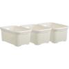 image:imagePlastic Laundry Basket Small Storage Hamper Basket 3 Pack Cream Cloths Basket Organizer with CutOut Handles Space Saving for Laundry Room Bedroom Bathroom Knit Design 40 Liter