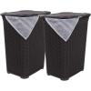 image:imagePlastic Laundry Hamper with Lid 2 Pack Knit Designed Laundry Hamper Basket 50 Liter Brown Cloths Hamper Organizer with Cutout Handles Space Saving for Laundry Room Bedroom Bathroom