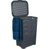 image:imagePlastic Laundry Hamper with Lid Laundry Hamper Basket Brown Tall Cloths Hamper Organizer with Cutout Handles Space Saving for Laundry Room Bedroom Bathroom Wicker Design 60 LiterGrey
