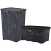 image:imageSuperio Laundry Hamper and Laundry Basket Set  Plastic Hamper with CutOut Handles and Lid Dirty Clothes Basket for Laundry Bathroom Bedroom Dorm Room 2 Pack Grey