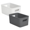 image:imageSuperio Ribbed Plastic Storage Basket Organizer White and Grey 5 Liter Stackable Classic Closet Storage Bin for Shelf Desk Pantry Store Toys Clothes Cosmetics