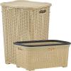 image:imageSuperior Performance Inc Rattan Wicker Style Laundry Set Hamper and Basket Beige