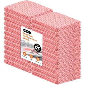 image:imageSuperio Handy Wipes for Kitchen  Red Reusable MultiPurpose HeavyDuty Cleaning Cloth for House Bathroom and Office Disposable Dish Towel 120 Pack