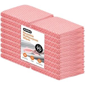 image:imageSuperio Handy Wipes for Kitchen  Red Reusable MultiPurpose HeavyDuty Cleaning Cloth for House Bathroom and Office Disposable Dish Towel 90 Pack