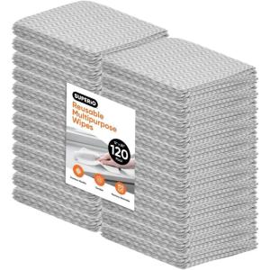 image:imageSuperio Handy Wipes for Kitchen MultiPurpose HeavyDuty Reusable Cleaning Cloth for House Bathroom and Office Disposable Dish Towel Grey 120 Pack