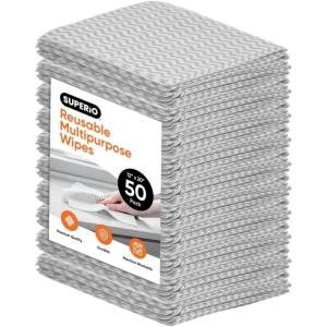 image:imageSuperio Handy Wipes for Kitchen MultiPurpose HeavyDuty Reusable Cleaning Cloth for House Bathroom and Office Disposable Dish Towel Grey 50 Pack