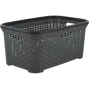 image:imageSuperio Laundry Hamper with Lid Wicker Design Laundry Hamper Basket with Cutout Handles Rectangular Shape Modern Style Bin Dirty Cloths Storage