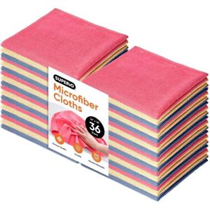 image:imageSuperio Microfiber Cleaning Cloth for Cars Kitchen Cleaning Rags for Housekeeping 16 Micro Fiber Towels for House Bathroom AllPurpose StreakFree lintFree Wash Cloths Multicolor 36 Pack