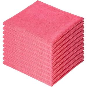 image:imageSuperio Microfiber Cleaning Cloths ColorCoded for Easy Organization UltraSoft Durable MultiPurpose Cloths for Bathroom Kitchen Windows Furniture Electronics Pink 10 PackPink