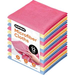 image:imageSuperio Microfiber Cleaning Cloths ColorCoded for Easy Organization UltraSoft Durable MultiPurpose Cloths for Bathroom Kitchen Windows Furniture Electronics PinkBlueYellowPinkblueyellow