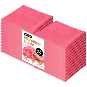 image:imageSuperio Microfiber Cleaning Cloths ColorCoded for Easy Organization UltraSoft Durable MultiPurpose Cloths for Bathroom Kitchen Windows Furniture Electronics Pink 24 Pack