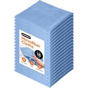 image:imageSuperio Microfiber Cleaning Cloths ColorCoded for Easy Organization UltraSoft Durable MultiPurpose Cloths for Bathroom Kitchen Windows Furniture Electronics Blue 18 Pack