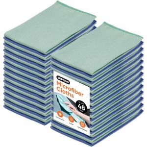 image:imageSuperio Microfiber Window Cleaning Cloth Mirror amp Glass Miracle Cloth Lint amp Streak Free Washable Large EcoFriendly for Cars Tv Screens Glasses Cleans with Plain Water 14x16 48 PackGreenBlue
