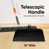 image:imageSuperio 18 Horse Hair Upright Broom with Telescopic Handle amp 16 Gray Dustpan with Comb Rubber Lip amp Clip  Narrow Thin Dust Broom for Dog Hair  Hardwood amp Tile Floor Cleaning Set  GrayGrayBlack