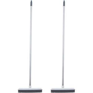 image:imageRubber Bristle Broom for Hardwood Floors Tiles Carpets Wood and Vinyl Salon Broom Rubber Squeegee Broom Rug Broom Rubber Rake for Human Hair Pet Hair Fur Lint Liquid Grey by SuperioFull Broom 2 Pack
