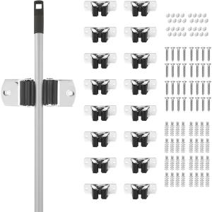 image:imageSuperio Mop and Broom Holder Set of 12 Single Piece Hooks Stainless Steel Wall Mount Cleaning Storage Tool Organizer HeavyDuty Hook for Kitchen and Office4 Pack