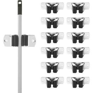 image:imageSuperio Mop and Broom Holder Set of 12 Single Piece Hooks Stainless Steel Wall Mount Cleaning Storage Tool Organizer HeavyDuty Hook for Kitchen and Office3 Pack