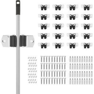 image:imageSuperio Mop and Broom Holder Set of 12 Single Piece Hooks Stainless Steel Wall Mount Cleaning Storage Tool Organizer HeavyDuty Hook for Kitchen and Office5 Pack
