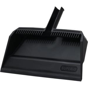 image:imageSuperio Wide Plastic Dustpan with Comb  16 Wide Rubber Lip Broom Handle Clip WhiteBlack