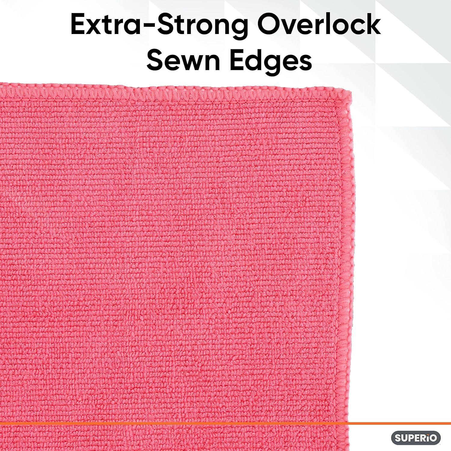 image:imageSuperio Microfiber Cleaning Cloths ColorCoded for Easy Organization UltraSoft Durable MultiPurpose Cloths for Bathroom Kitchen Windows Furniture Electronics Pink 4 Pack