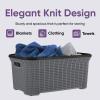 image:imagePlastic Laundry Basket Designed Small Storage Hamper Basket 4 Pack Grey Cloths Basket Organizer with Cutout Handles Space Saving for Laundry Room Bedroom Bathroom Knit Design 40 Liter