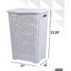 image:imageSuperio Laundry Hamper and Laundry Basket Set  Plastic Hamper with CutOut Handles and Lid Dirty Clothes Basket for Laundry Bathroom Bedroom Dorm Room 2 Pack White Smoke