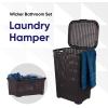 image:imageSuperio Laundry Hamper and Laundry Basket Set  Plastic Hamper with CutOut Handles and Lid Dirty Clothes Basket for Laundry Bathroom Bedroom Dorm Room 2 Pack Brown