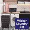 image:imageSuperio Laundry Hamper and Laundry Basket Set  Plastic Hamper with CutOut Handles and Lid Dirty Clothes Basket for Laundry Bathroom Bedroom Dorm Room 2 Pack Brown
